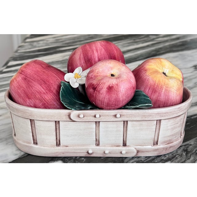 Made in Italy Vintage Trompe L’Oleil Basket of Apples For Sale In Seattle - Image 6 of 11