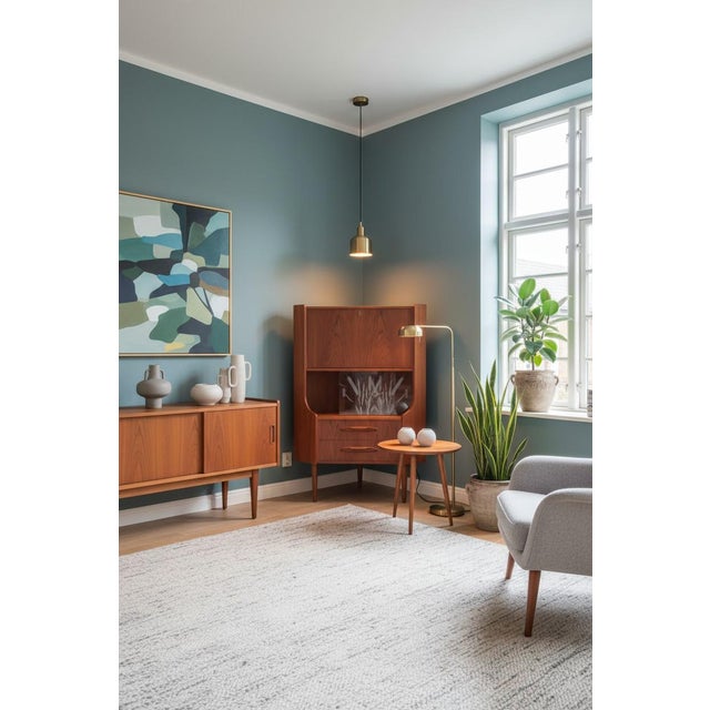 Danish Corner Cabinet in Teak with Bar Cabinet and Glass Doors by Gunni Omann for Omann Jun, 1960 For Sale - Image 9 of 12