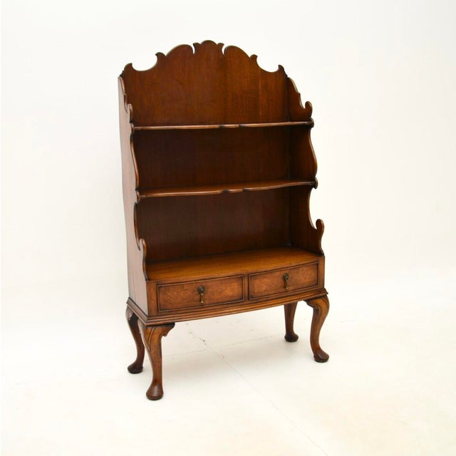 Antique Burr Walnut Cascading Open Bookcase, 1900s For Sale - Image 11 of 11