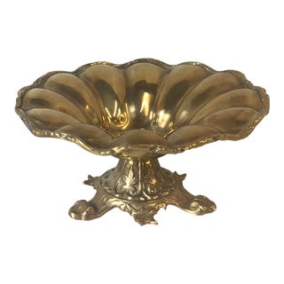 Vintage Brass Pedestal Bowl For Sale