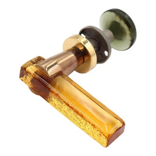 Vintage Mid Century Glass & Lucite Lever Door Set For Sale