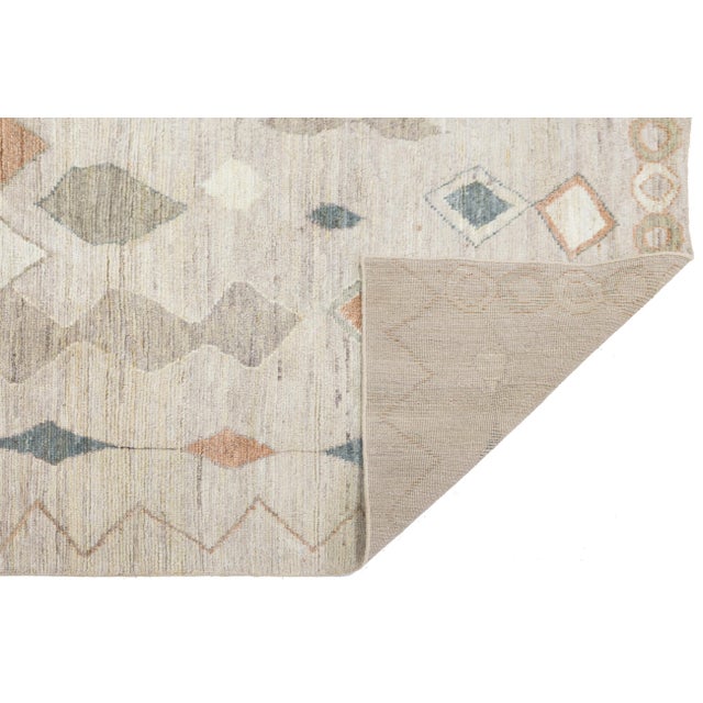 Tribal Modern Moroccan Tribal Hand-Knotted Wool Area Rug - Geometric Diamond Neutral For Sale - Image 3 of 8