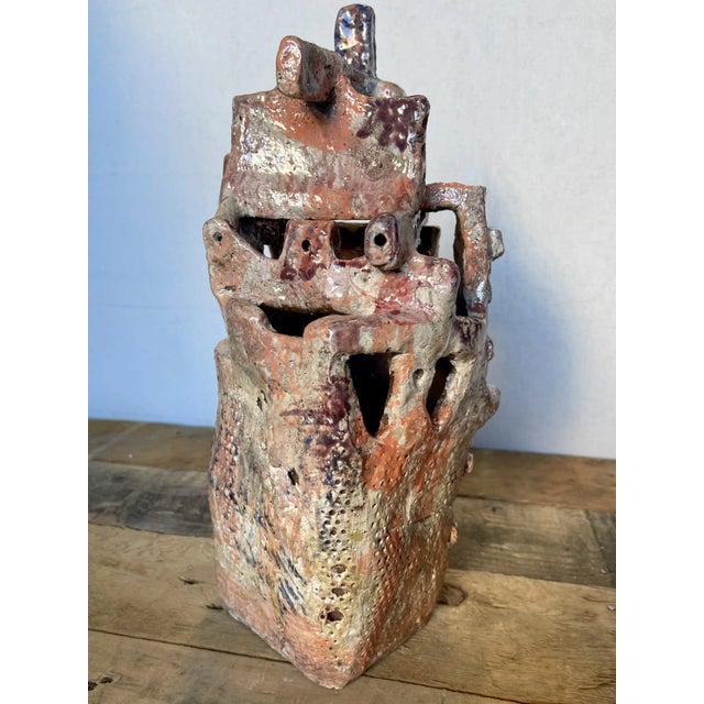 Abstract Glazed Ceramic Vessel For Sale - Image 3 of 5