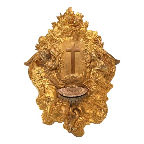 Gilded Bronze Holy Water Stoup For Sale