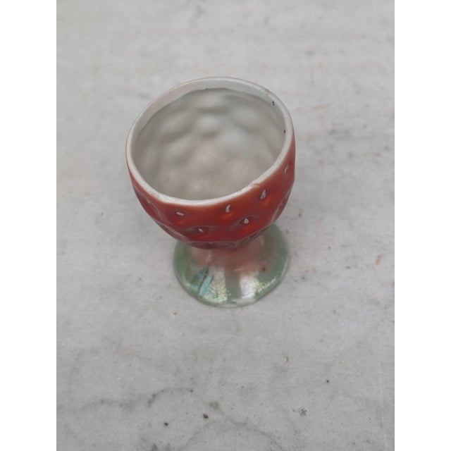 German Porcelain Majolica Strawberry Egg Cup, circa 1920,