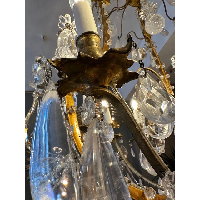 Large Antique French Rock Crystal and Gilt Bronze Chandelier For Sale - Image 12 of 18