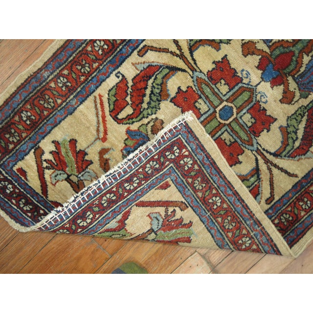 Late 20th Century Traditonal Early 20th Century Ivory Ground Antique Persian Throw Rug For Sale - Image 5 of 5