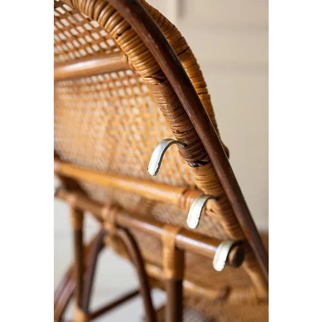 Vintage Wicker and Bamboo Reclining Lounge Chair For Sale - Image 9 of 9
