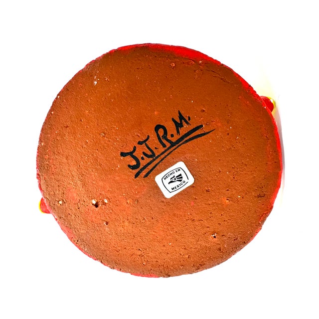 Red Juan José Ramos Medrano Handpainted Rooster From Tonalá - 8" H X 4" W X 5" D For Sale - Image 8 of 8