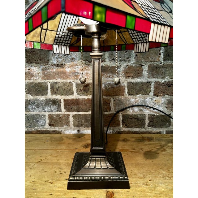 Metal Stained Glass Lamp in the style of Tiffany, 1900s For Sale - Image 7 of 15