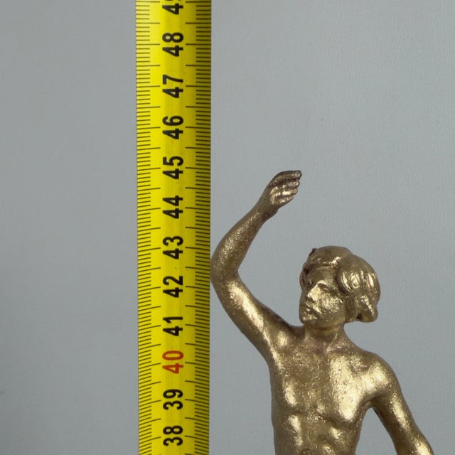 Antique Gilded Antimony Sculpture of a Miner by Ruchet, Early 1900s For Sale - Image 11 of 12