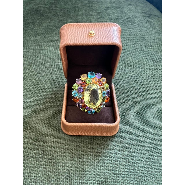 Gemstone Bochic "Orient" Vintage Amethyst, Lemon Quartz & Citrine Ring Set In 18K Gold & Silver For Sale - Image 7 of 18