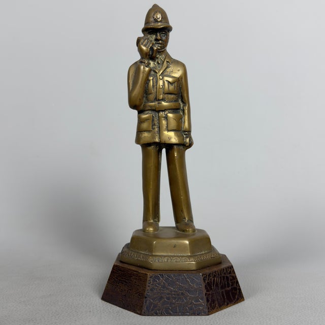 Wood Bronze Statues of a Traffic Policeman and Policewoman on a Wooden Base, 20th Century, Set of 2 For Sale - Image 7 of 12