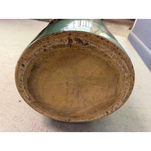 Green 1920s Pair of Galloway Terra Cotta Co. Art Deco Aqua Glazed Floor Vases, Philadelphia For Sale - Image 8 of 13