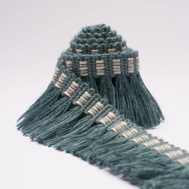 Contemporary SAMPLE - Schumacher Country Fringe In Teal For Sale - Image 3 of 3