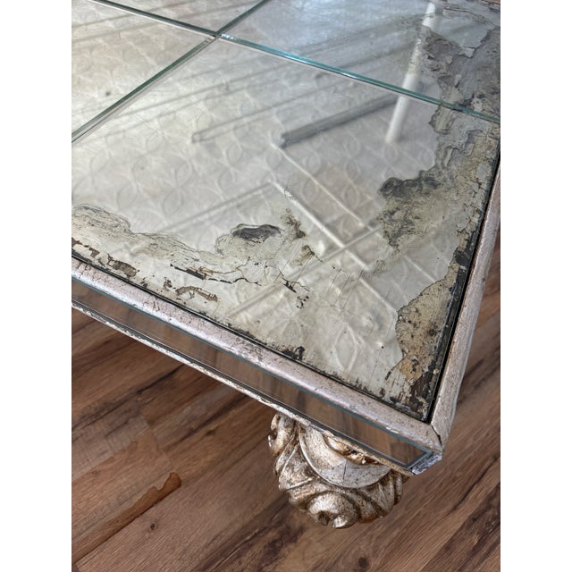 Wood 19th Century French or Italian Inlaid Mirror and Carved Wood Table For Sale - Image 7 of 11