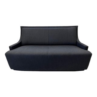Charcoal Wool Pinstripe Settee For Sale