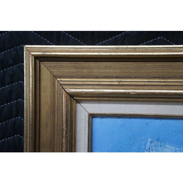 20th Century Impressionist Oil on Canvas Dockside Seascape Painting Framed 40" For Sale - Image 10 of 11