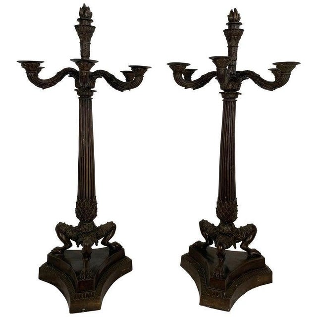 Empire Candelabras in Bronze, France, Set of 2 For Sale - Image 6 of 6