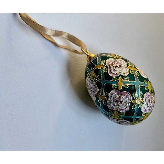 Faberge Style Cloisonne Enamel Egg Ornament, 1970's For Sale - Image 11 of 16