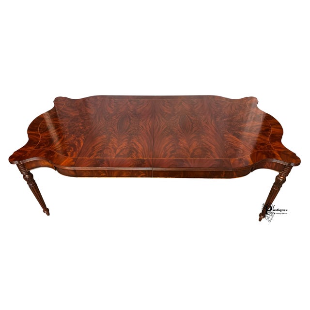 Henredon Vintage Henredon Regency Style Flame Mahogany Scalloped Extension Dining Table For Sale - Image 4 of 12