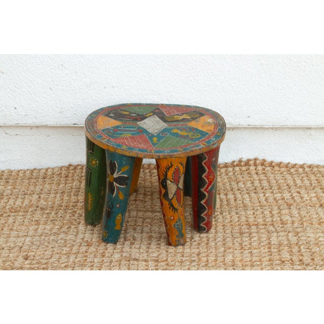 African Antique African Nupe Painted Table For Sale - Image 3 of 6