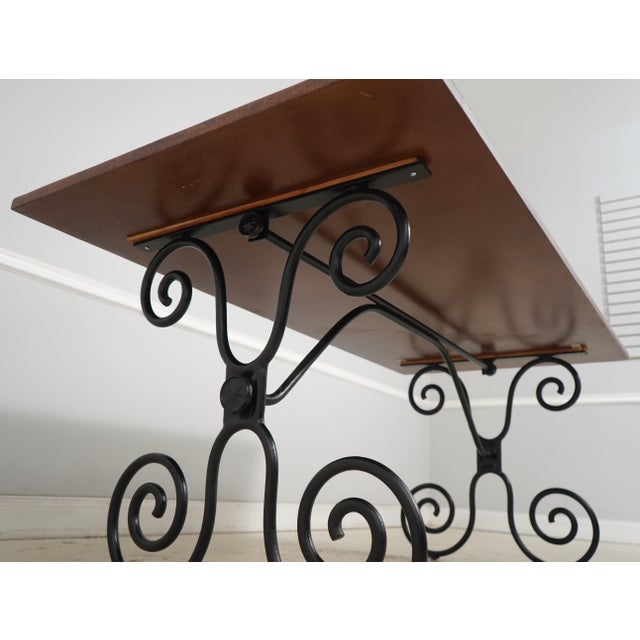 Scrolled Iron Base Coconut Top Dining Room Table For Sale - Image 14 of 14