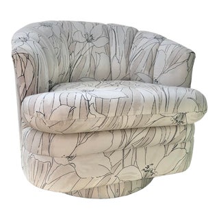 Vintage Art Deco Revival Upholstered Swivel Club Chair For Sale