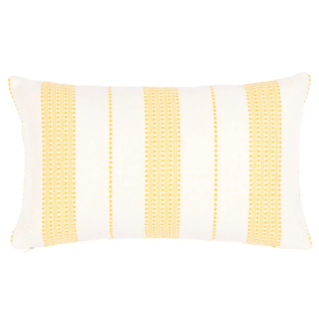 Contemporary Schumacher Lubeck Stripe 20" Lumbar Pillow in Yellow For Sale - Image 3 of 3
