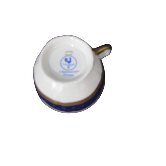 1920s Ceralene Malmaison Cobalt Raynaud Limoges France Cobalt Blue With Gold Stars Cup and Saucer Rooster Mark For Sale In Phoenix - Image 6 of 11