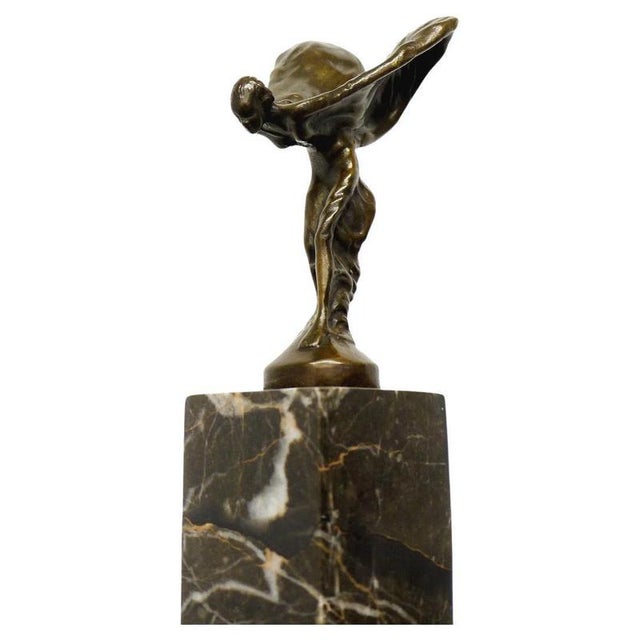 Art Deco Style Spirit of Ecstasy Sculpture, Golden Bronze For Sale - Image 9 of 9