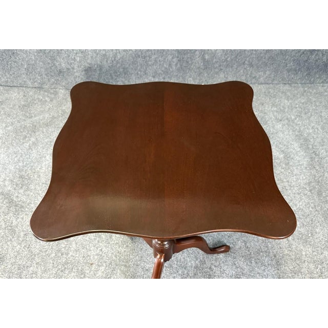 Brown Late 20th Century Kittinger Serpentine Flip Top Accent Table For Sale - Image 8 of 10