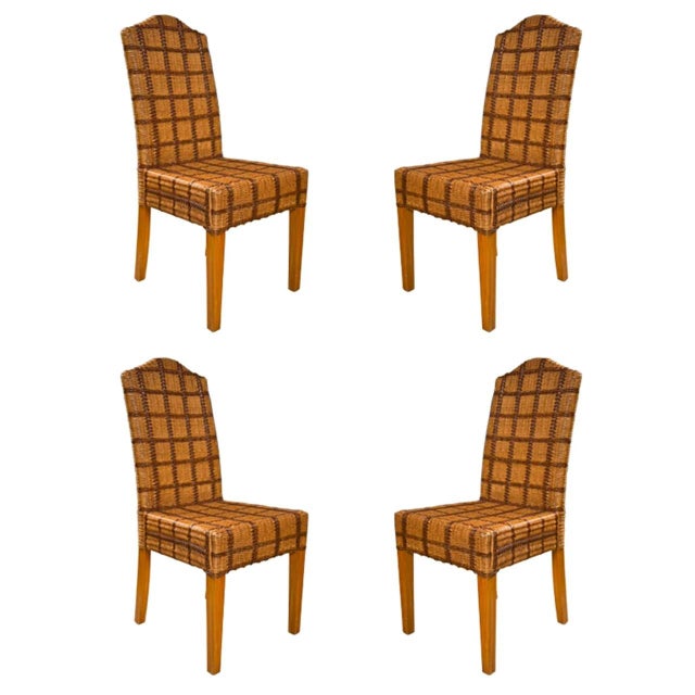 Palecek Wicker Side Chairs - Set of 4 For Sale