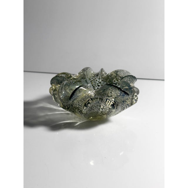 Metal Silver Leaf Particles Ashtray from Barovier & Toso, 1970s For Sale - Image 7 of 7