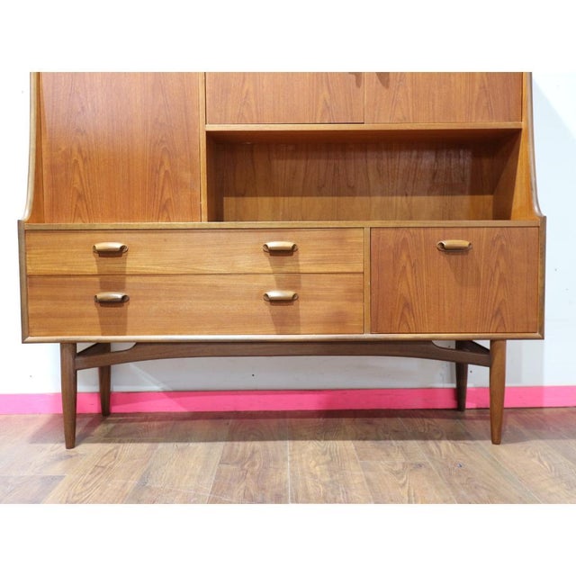 1960s Mid Century Modern Vintage Teak Tall Credenza Buffet Sideboard in the Style of G Plan Danish Style For Sale - Image 4 of 13