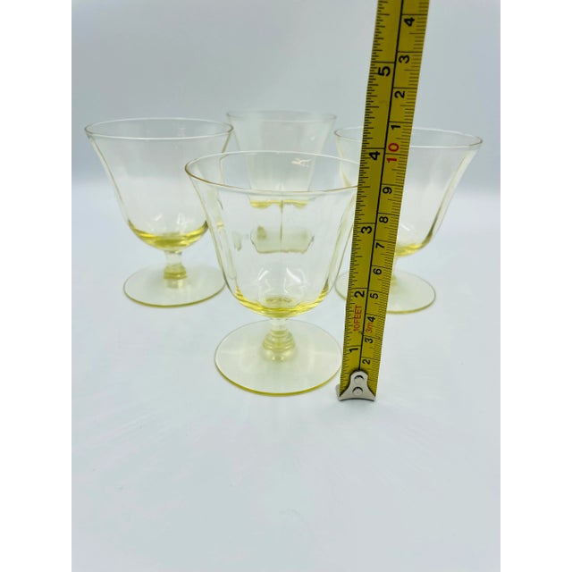 Mid 20th Century Fostoria "Fairfax" Pattern in June Topaz Footed Glasses- Set of 4 For Sale - Image 11 of 12