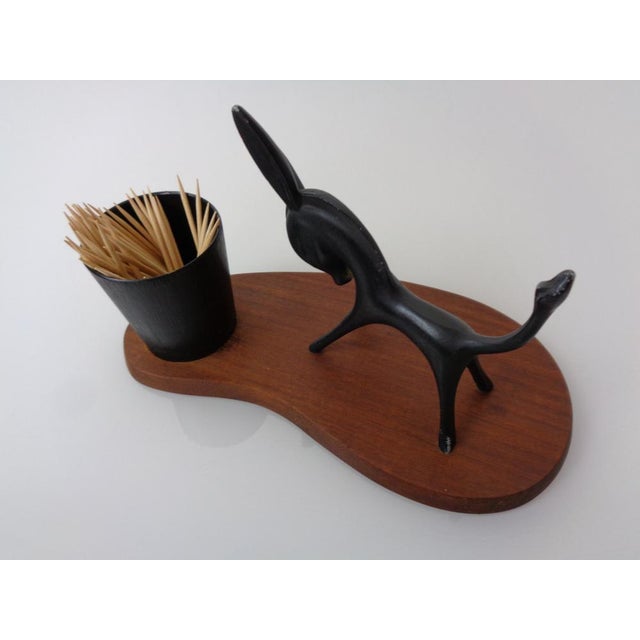 1960s Metal and Teak Donkey Toothpick Holder, Germany, 1960s For Sale - Image 5 of 18