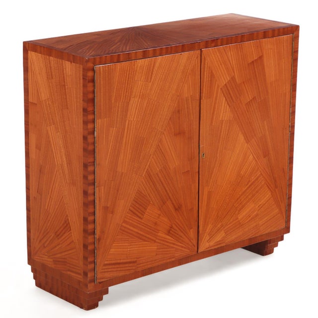 Jean-Michel Frank Two Door Mahogany Parquet Cabinet, in the Manner of Jean-Michel Frank For Sale - Image 4 of 8