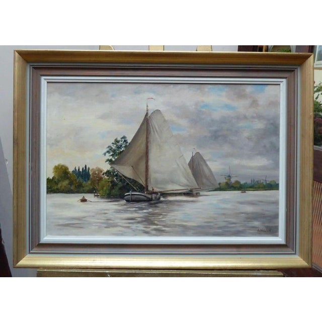 Victor Trevett, Dutch Seascape, Oil on Canvas, circa 1970s–1980s Material: Oil on canvas A superb oil on canvas depicting...
