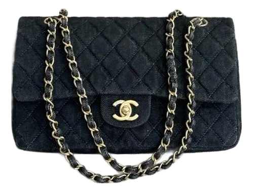 1990s Chanel Vintage Black Denim Flap Bag | Chairish
