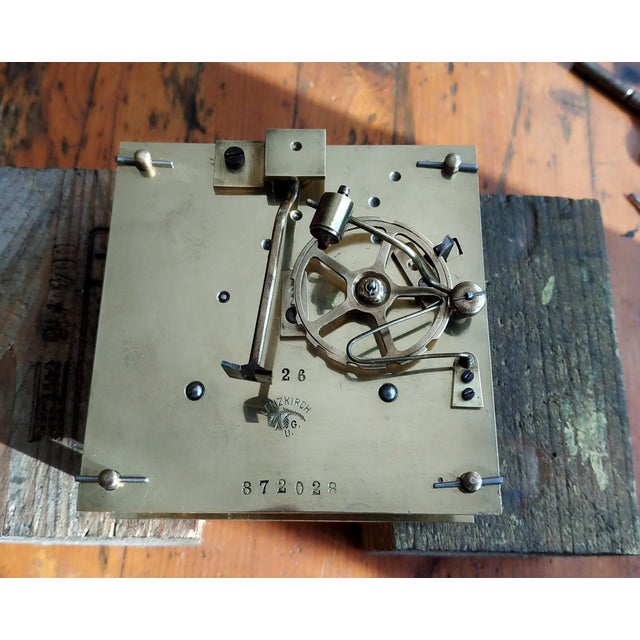 Rustic 1891 Wall Clock With Pendulum and Finials, Wooden Mechanical Chiming Regulator Lenzkirch From Germany Black Forest For Sale - Image 3 of 10