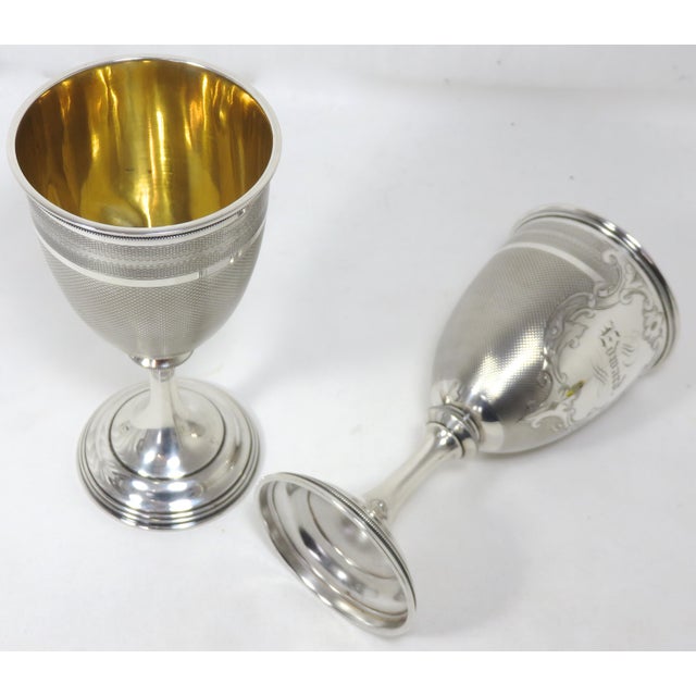 1850s American Coin Silver 'Edward and Mary' Wedding Set Goblets - a Pair For Sale In Boston - Image 6 of 13
