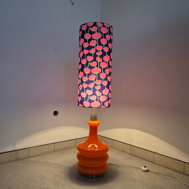 Red Floor Lamp with Illuminated Glass Base from Peill & Putzler, 1960s For Sale - Image 8 of 12
