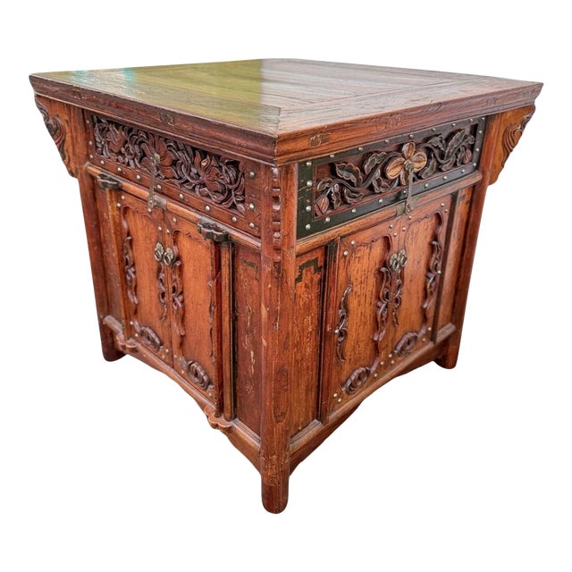 Antique Chinese Shanxi Province Winged Cabinet Table For Sale