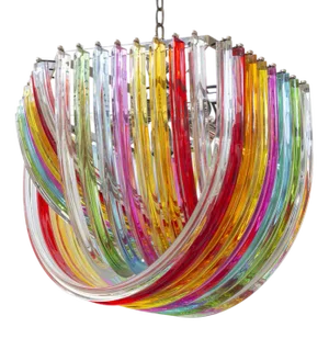 Ares Chandelier with Curved Multicoloured Murano Glass by Bottega Veneziana