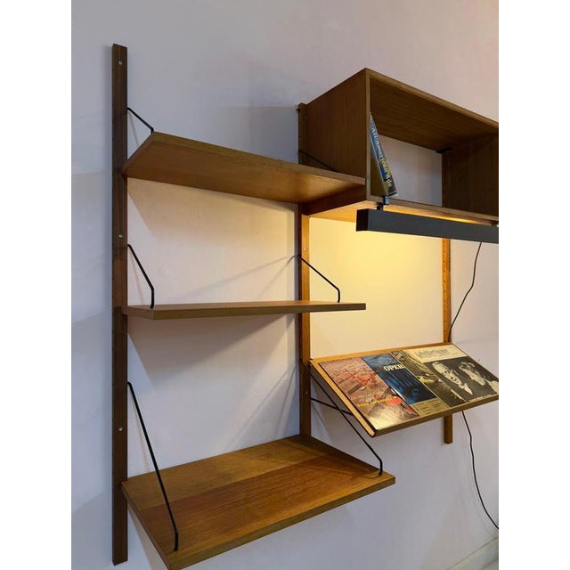 Cado Royal System Teak Wall Shelf with Lamp by Poul Cadovius for Cado For Sale - Image 4 of 11