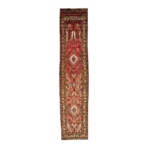 1960s Hand-Knotted Floral Vintage Hamadan Wool Rug in Red