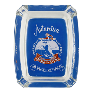 Vintage Antarctica Operation Deep Freeze Penguin Club Glass Ashtray