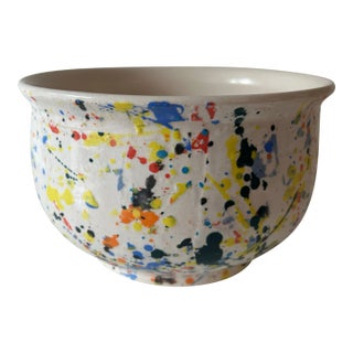 Ceramic Colorful “Jackson Pollack Style” Bowl Signed Lori Dresner For Sale