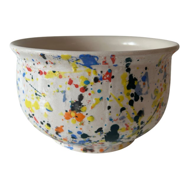 Ceramic Colorful “Jackson Pollack Style” Bowl Signed Lori Dresner For Sale